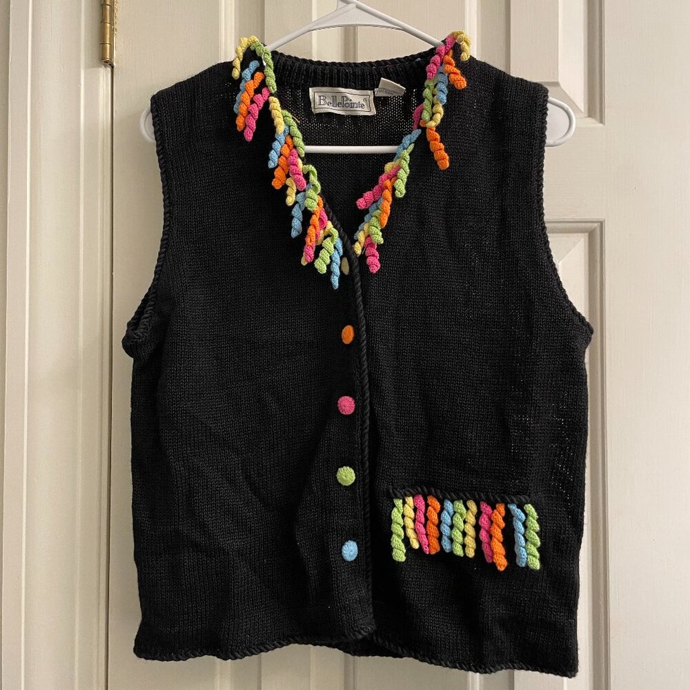 Vintage BellePointe Rainbow Black Vest